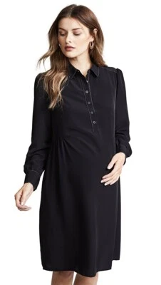 Hatch Maternity Women’s THE CLARA SHIRTDRESS Black Size 2 (M/8-10) $268 NEW - Image 1 of 4