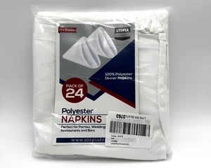 Utopia Home 24-Pack White Polyester Dinner Napkins 17 x 17" Party Weeding - New - Picture 1 of 8