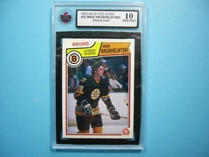 1983/84 O-PEE-CHEE NHL CARD #52 MIKE KRUSHELNYSKI ROOKIE RC KSA 10 GEM MINT OPC