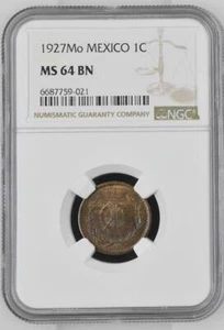 Mexico 1 Centavo 1927 Mo NGC MS 64 BN - Picture 1 of 2