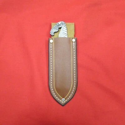 Cabeza de caballo forjada lista para moler elección de forma de hoja + funda de cuero Foto 1 de 4