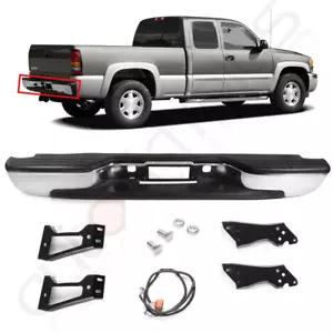 Complete Rear Bumper For 1999-2007 Chevy Silverado GMC Sierra 1500 Chrome Steel - Picture 1 of 12
