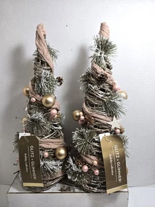 Martha Stewart GLITZ & GLAMOR 16" ROSA/SILBER WEIHNACHTSBÄUME NEU MIT ETIKETT - Bild 1 von 1