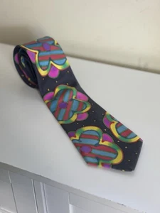 Vintage Paul Smith Dunfordwood abtrakte bunte Blumen Seidenkrawatte handkunstlich Retro - Bild 1 von 5