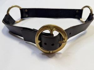 Red Monkey Gürtel Herren schwarz Leder massiv Messing runde Schnalle doppelter O-Ring schwer - Bild 1 von 9