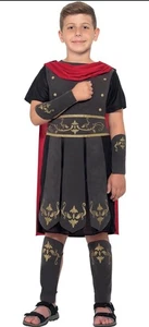 Smiffys Roman Soldier Costume, Black with Tunic, Attached Cape, Arm & Leg Cuffs, - Picture 1 of 5