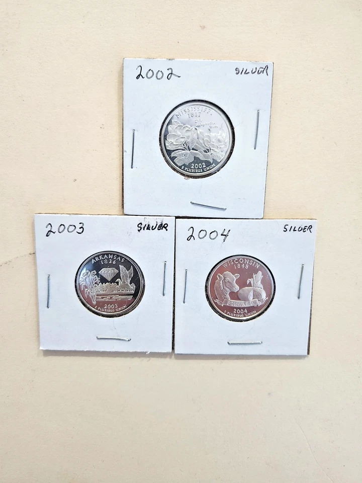 (3) SILVER PROOF STATE QUARTER"S 2002 03 04 - Image 1 of 1