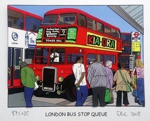 LONDON BUS STOP QUEUE  (2008)  - Rob Eric (2013*) Freund James Rizzi  3D POP ART - Bild 1 von 7