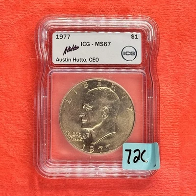 1977 MS67 Eisenhower IKE dollar ICG HAND SIGNED LABEL MINT!! - Image 1 of 4