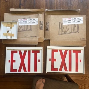 2, Exquisite EXIT Sign Fixture Wired Model SRWW Dual-Lite Bulb Vintage (Read) - Picture 1 of 24