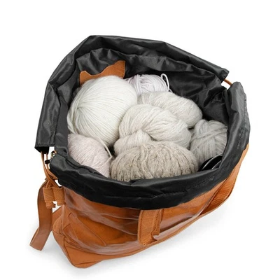 muud Lofoten XL Projekttasche Leder Shopper Whisky 42x52 cm Handarbeitstasche