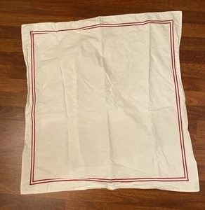 1 FRETTE Crisp Square Pillow Case White With Red Embroidery Border Large 26x26 - Picture 1 of 5