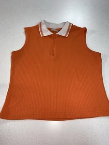 Camicia donna edizione basic canotta arancione med senza maniche colletto scollo a V cerniera - Foto 1 di 3