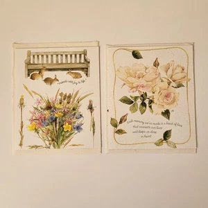 1990er Marjolein Bastin Grußkarten & Umschläge (2) Hase Blumen Kunst unbenutzt - Bild 1 von 11
