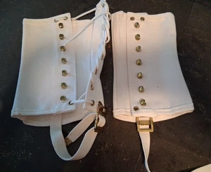 Rare Brass Hardware White Boy Scouts Sea Scouts Leggings/Gaiters - Picture 1 of 13