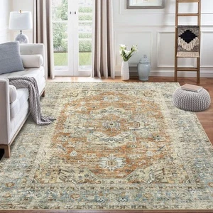 4x6 Area Rugs Machine Washable Rug Stain Resistant Non-Shed Carpet Traditiona... - Picture 1 of 7
