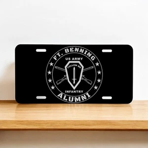 Fort Benning Infantry Car Tag Laser Etched Black Metal License - Picture 1 of 3