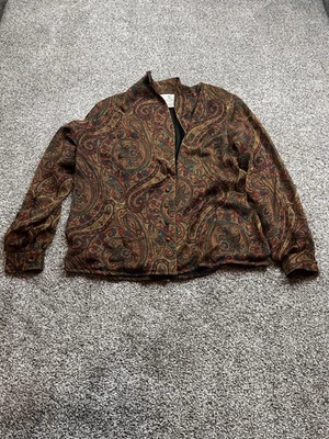 Винтажный Austin Reed куртка женщин большой пейсли шелковый блейзер коричневый мульти 90-х - Изображение 1 из 4