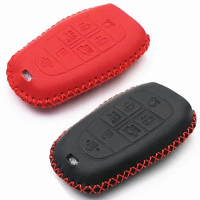 2Pcs Black Red Leather For 2020 2021 2022 2023 Hyundai Sonata Nexo 7 Buttons - Image 1 of 4