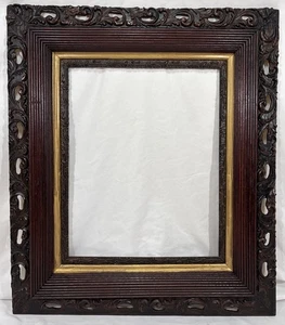 Antiker viktorianischer goldvergoldeter Gesso geschnitzter Holzrahmen passt 20"x16" gotisch - Bild 1 von 13
