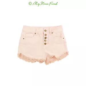 Pantalones Cortos de Denim Love Fire Juniors Corte Talla 1 Botón Mosca Naranja Crochet B66 - Imagen 1 de 3