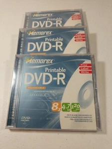 Memorex DVD+R  Recordable DVD 4.7GB 120min Printable PC or Home Video Lot of 3 - Picture 1 of 2