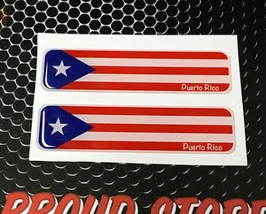 Emblema de calcomanía cúpula con bandera de Puerto Rico 3D 4""x1"" conjunto de 2 pegatinas - Imagen 1 de 4