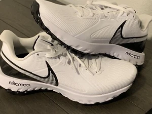 Nike React Infinity Pro Golf Shoes White/Black Size 8.5 Glossy Black Bottoms🔥🔥 - Picture 1 of 5