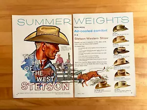 1961 Vintage Print Ad Stetson Western hats 16"x11" - Picture 1 of 2