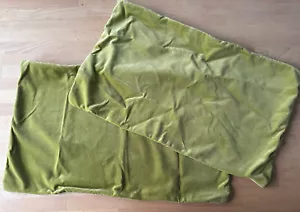 Pottery Barn Green Velvet Linen Lumbar Pillow Cover 16x26 Set 2 Pair 5607171 HTF - Picture 1 of 14