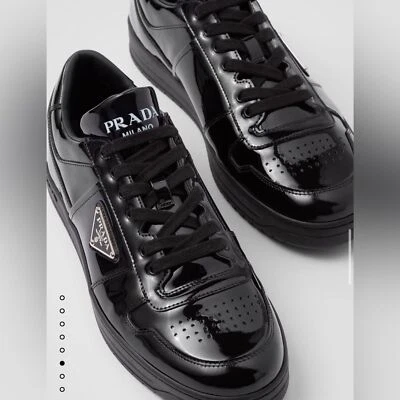 PVP US$1,120 TEMPORADA ACTUAL Prada Mujer Downtown Zapatillas Cuero Negro Nuevo con Etiquetas Foto 1 de 4