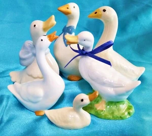 6er Set - WEISSE ENTEN Porzellan 3,75" -1,5" glasierte Figur LOT. - Bild 1 von 9