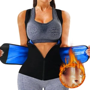 Women Sauna Sweat Waist Trainer Workout Vest with Zipper Heat Trapping Suit Tops - Picture 1 of 24