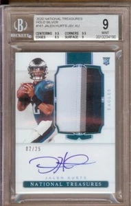 2020 PANINI NATIONAL TREASURES JALEN HURTS #161 RC AUTO PATCH 02/25 BGS 9 /10! - Picture 1 of 2