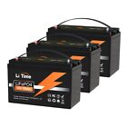 3-Pack 12V 100Ah LiFePO4 Lithium Batterie 1280Wh für Wohnmobil Solar Boot