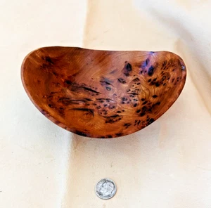 GORGEOUS VINTAGE LEN GRANTHAM SIGNED BURLED ELM WOOD BOWL 5.5"L x 3"W x 2.5"T - Picture 1 of 8