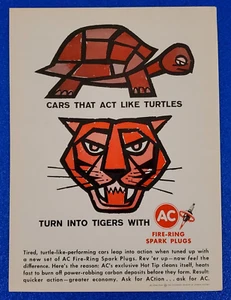 1963 AC SPARK PLUGS ORIGINAL PRINT AD FIRE RING SPARK PLUGS TURTLE AND THE TIGER - Picture 1 of 1