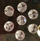 Antique / Vintage Crystal Glass Round Buttons Clear Faceted Domes Lot Of (7)