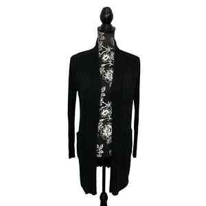 Pact Long Sleeve Ribbed Open Front Cardigan Organic Cotton Black - Size Medium
