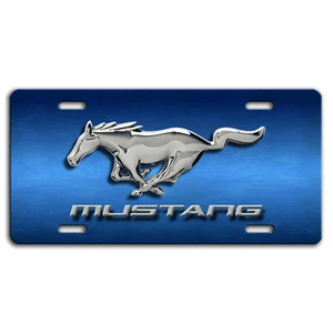 Etiqueta de tocador de aluminio con aspecto de tocador de acero azul Ford Mustang Horse Art - Imagen 1 de 3