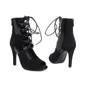 Women Ballroom Latin Dance Shoes Ladies Tango Salsa Jazz Boots 7/9.5/11cm Heeled - Picture 1 of 14