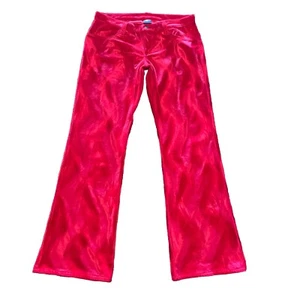 Y2K Vintage Sinnamon Velvet Wide Flare Leg Pants Size 33 Waist Red Rave Wavey - Bild 1 von 10