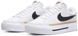 Nike Women's Court Legacy Lift Shoes, White/Black/Orange, 8 - Picture 1 of 5