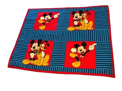 Manta Edredón Reversible Cuna Disney De Colección Años 90 Mickey Mouse Plutón 32x41 Foto 1 de 3