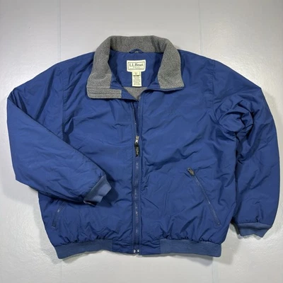 Vintage 90’s LL Bean Fleece Lined Bomber Jacket Men’s X-large Blue Grey 0 UF43 - Image 1 of 4