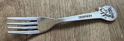 Tenedor infantil vintage Toys R Us Geoffrey jirafa acero inoxidable Foto 1 de 4