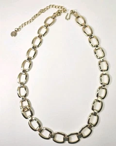 Vintage Signed Liz Claiborne Panther Link Chunky Gold Tone Chain Necklace - Picture 1 of 10