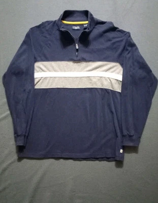 Men's CHAPS Sport 1/4 Zip Milstead Navy Raglan Pullover Sweater Size XXL  - Image 1 of 4