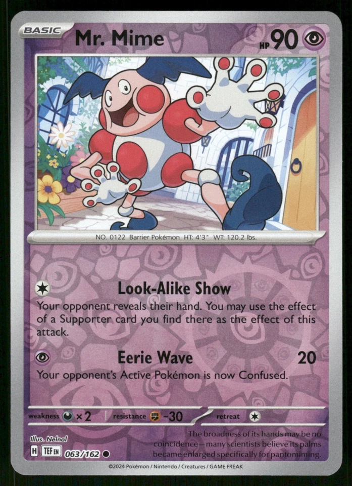 Mr. Mime 063/162 TEF SV05: Temporal Forces Reverse Holo NM - Image 1 of 2