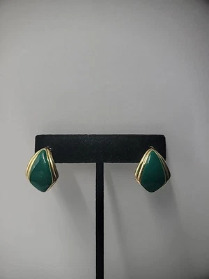 Pendientes Vintage Perforados Tono Dorado Años 80 Verde Joyería Disfraz Foto 1 de 4
